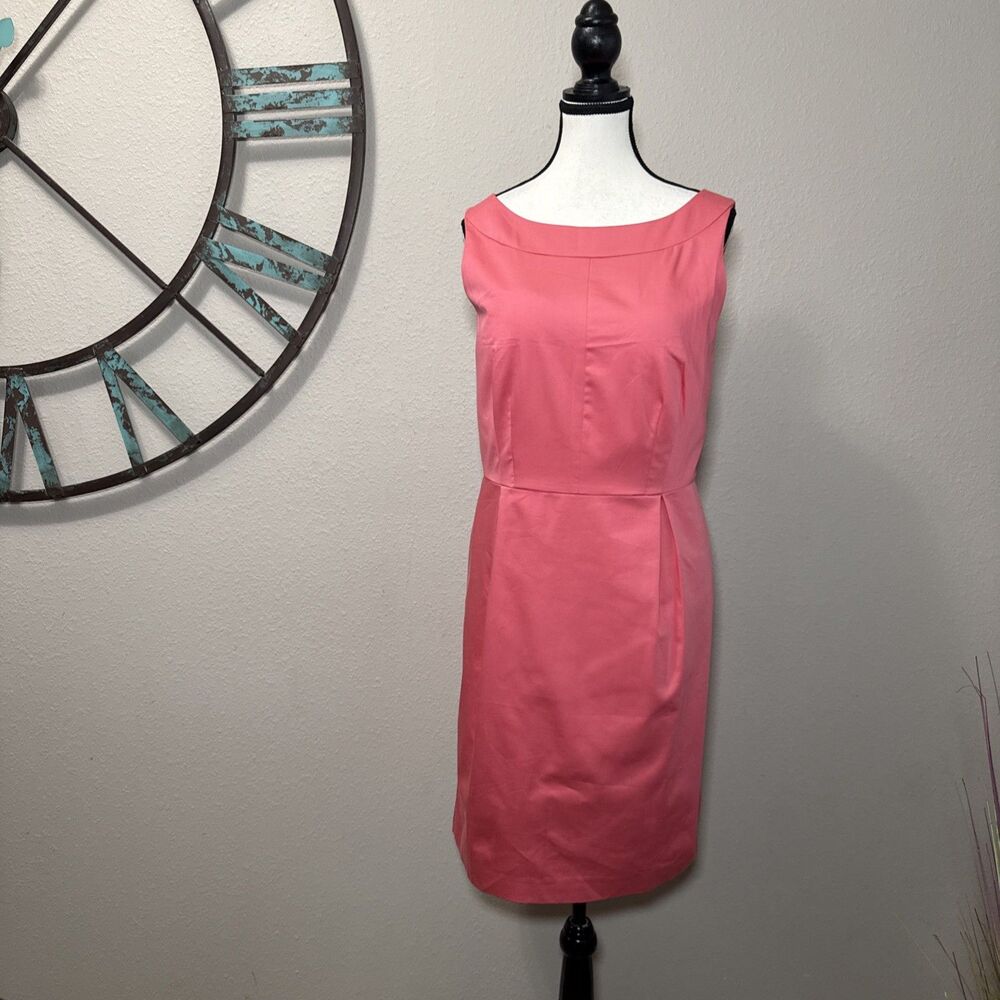 Ann Taylor Dress Size 14 NWT Pink Salmon Sleeveless Sheath Lined